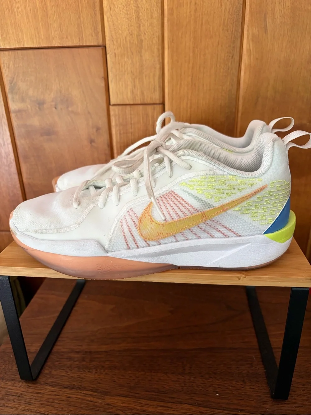 Nike Sabrina Kids 6.5 Y White/Lemon Sneaker Basketball Athletic Shoes. HF1188100